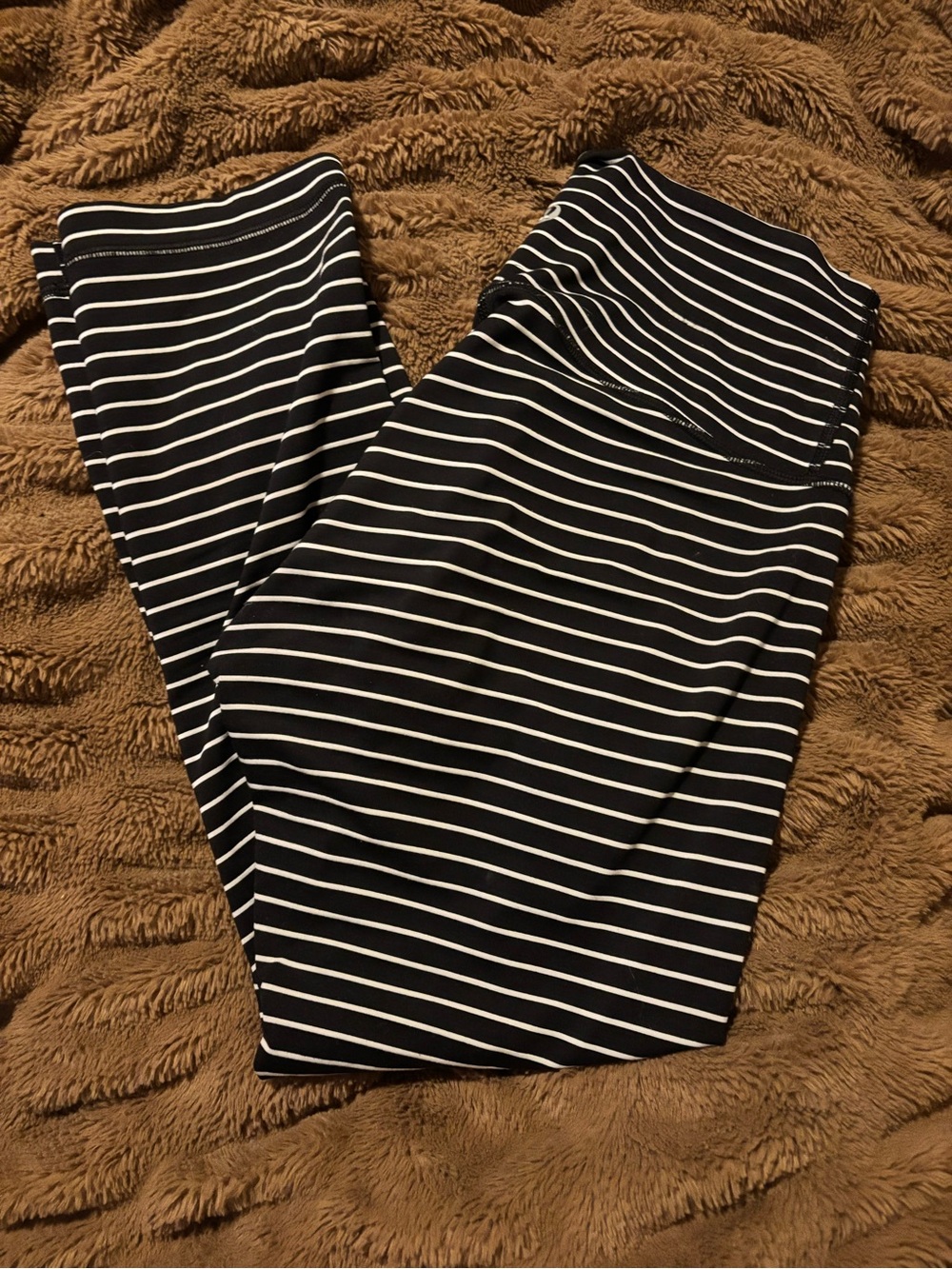 lululemon athletica Black & White Striped High-Rise Leggings
